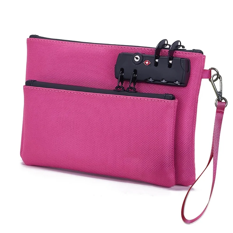 Secure Locking Money Bag with Zipper Closure Dual-Layer Organizer for Passports, Cash, Business, Travel Locking Bank Bag