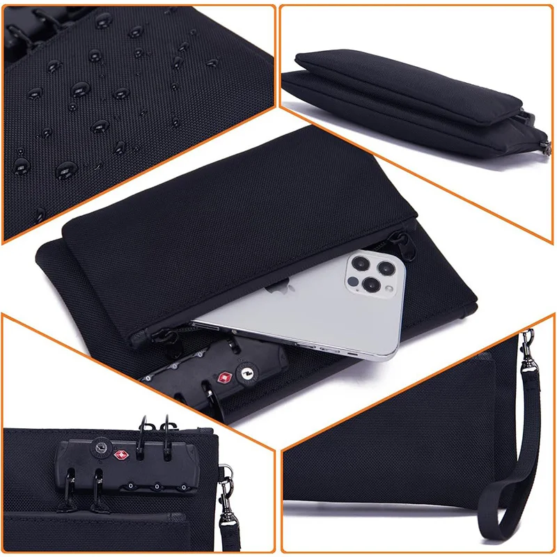 Secure Locking Money Bag with Zipper Closure Dual-Layer Organizer for Passports, Cash, Business, Travel Locking Bank Bag