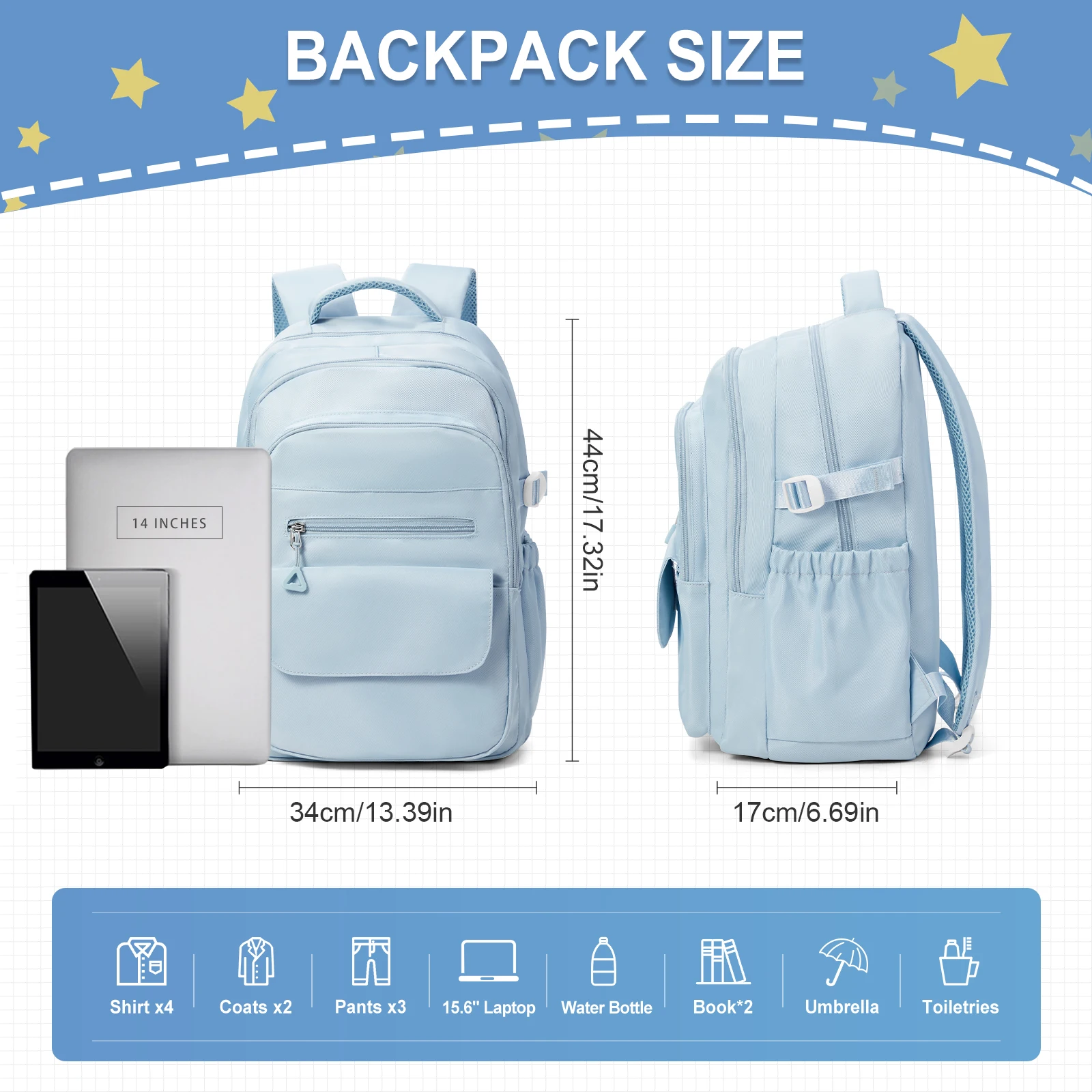 Aesthetic Backpack for Women School Backpack for Boys Girl, College Multiple Compartments Laptop Bookbag, Casual Travel Backpack