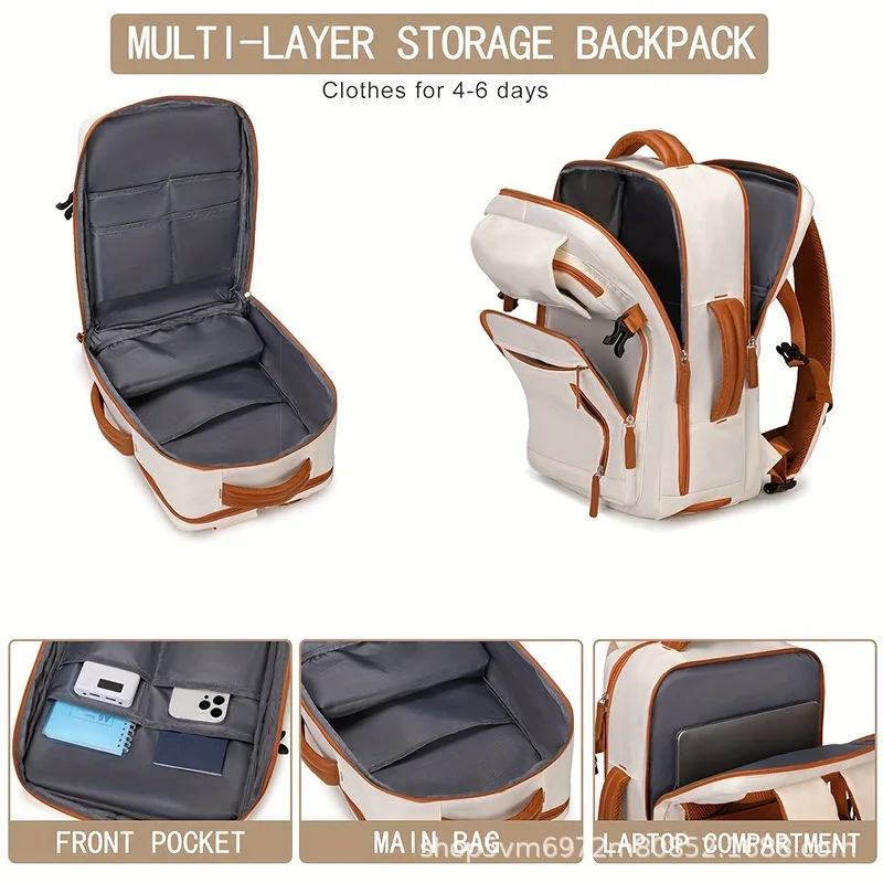 Ladies' Travel Backpack with Shoe Compartment Suitable for 15.6-inch Laptop, Adjustable Shoulder Strap Backpack