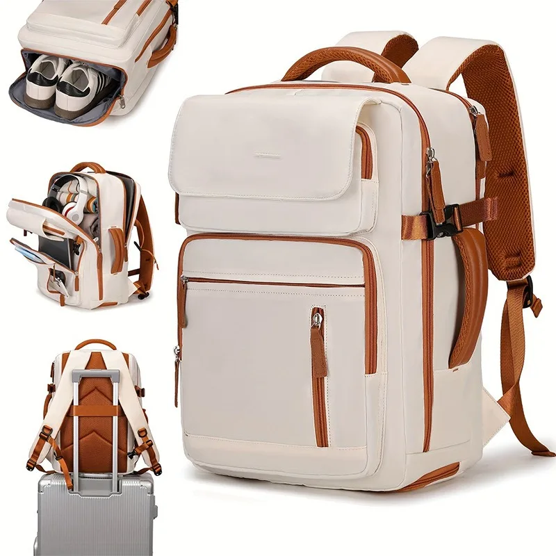 Ladies' Travel Backpack with Shoe Compartment Suitable for 15.6-inch Laptop, Adjustable Shoulder Strap Backpack