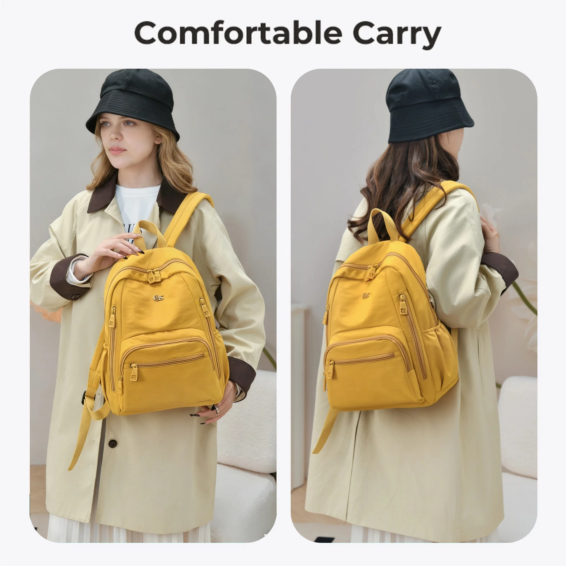 Fashion Backpack for Women, Lightweight Nylon Backpack Purse, Ladies Backpack with Multi Pockets, for Daily Commute Weekend