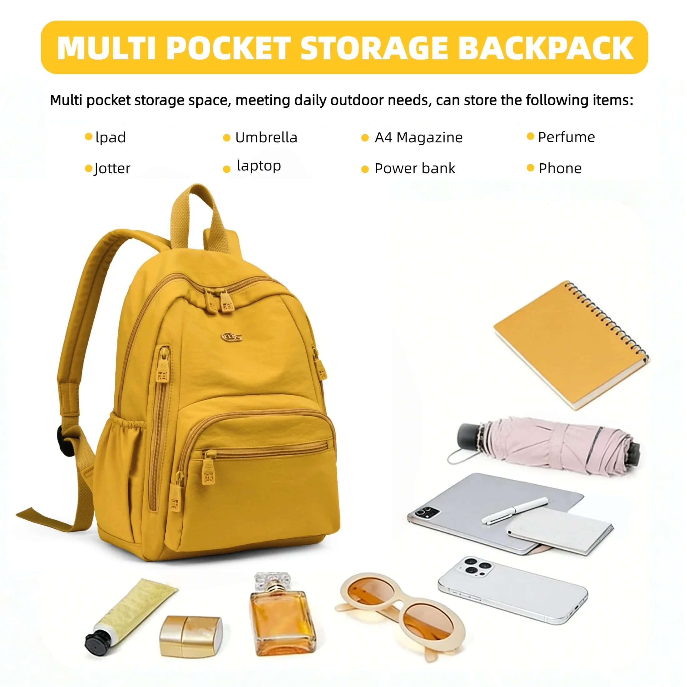 Fashion Backpack for Women, Lightweight Nylon Backpack Purse, Ladies Backpack with Multi Pockets, for Daily Commute Weekend