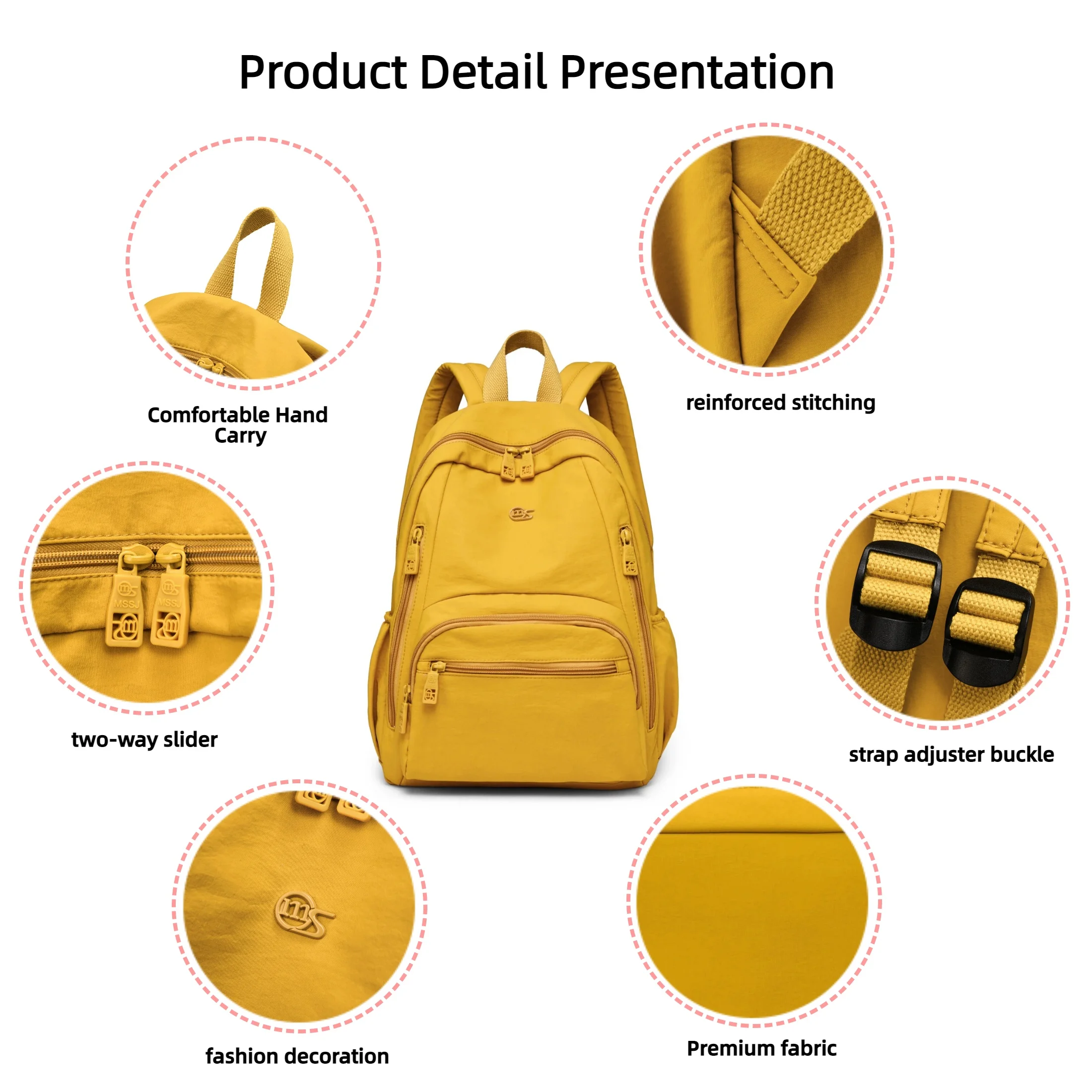 Fashion Backpack for Women, Lightweight Nylon Backpack Purse, Ladies Backpack with Multi Pockets, for Daily Commute Weekend