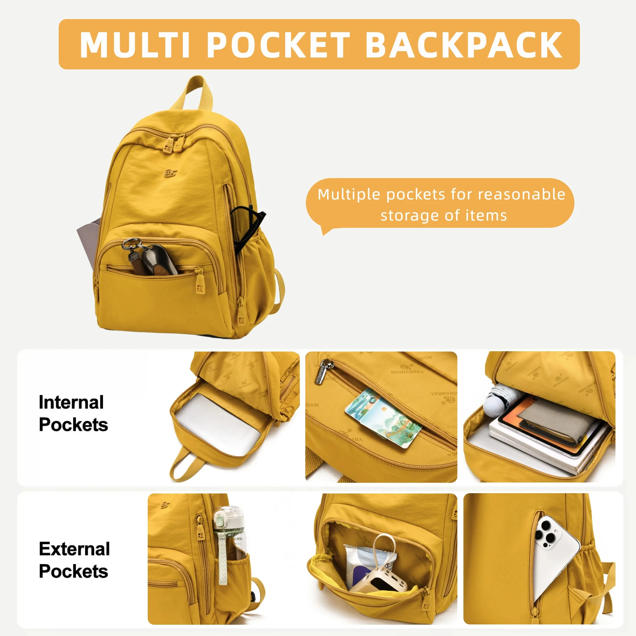 Fashion Backpack for Women, Lightweight Nylon Backpack Purse, Ladies Backpack with Multi Pockets, for Daily Commute Weekend