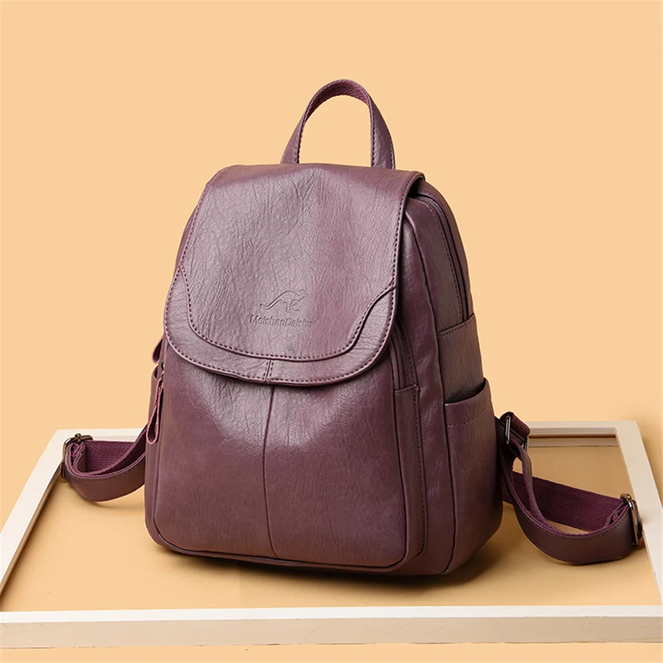 Women Large Capacity Backpack Purses High Quality Leather Female Vintage Bag School Bags Travel Bagpack Ladies Bookbag Rucksack