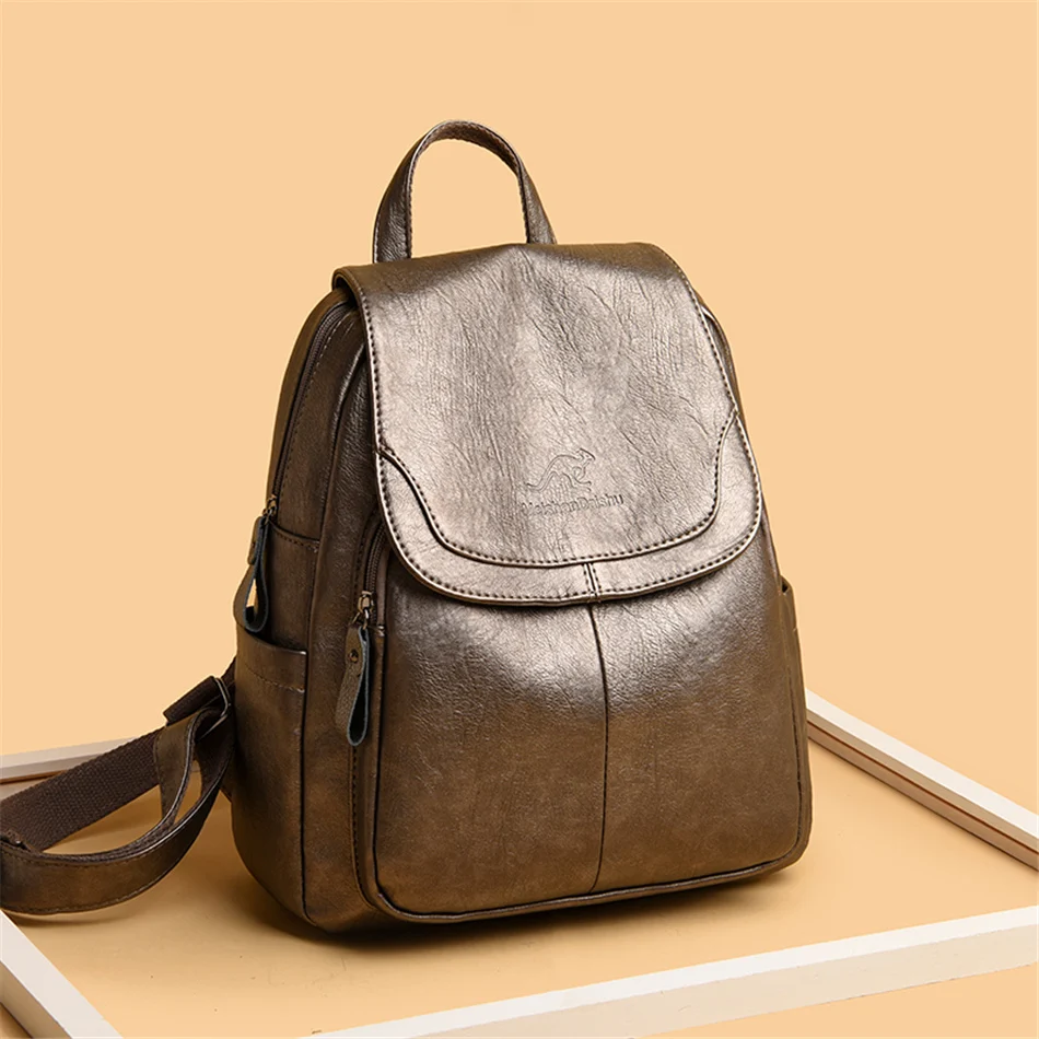 Women Large Capacity Backpack Purses High Quality Leather Female Vintage Bag School Bags Travel Bagpack Ladies Bookbag Rucksack