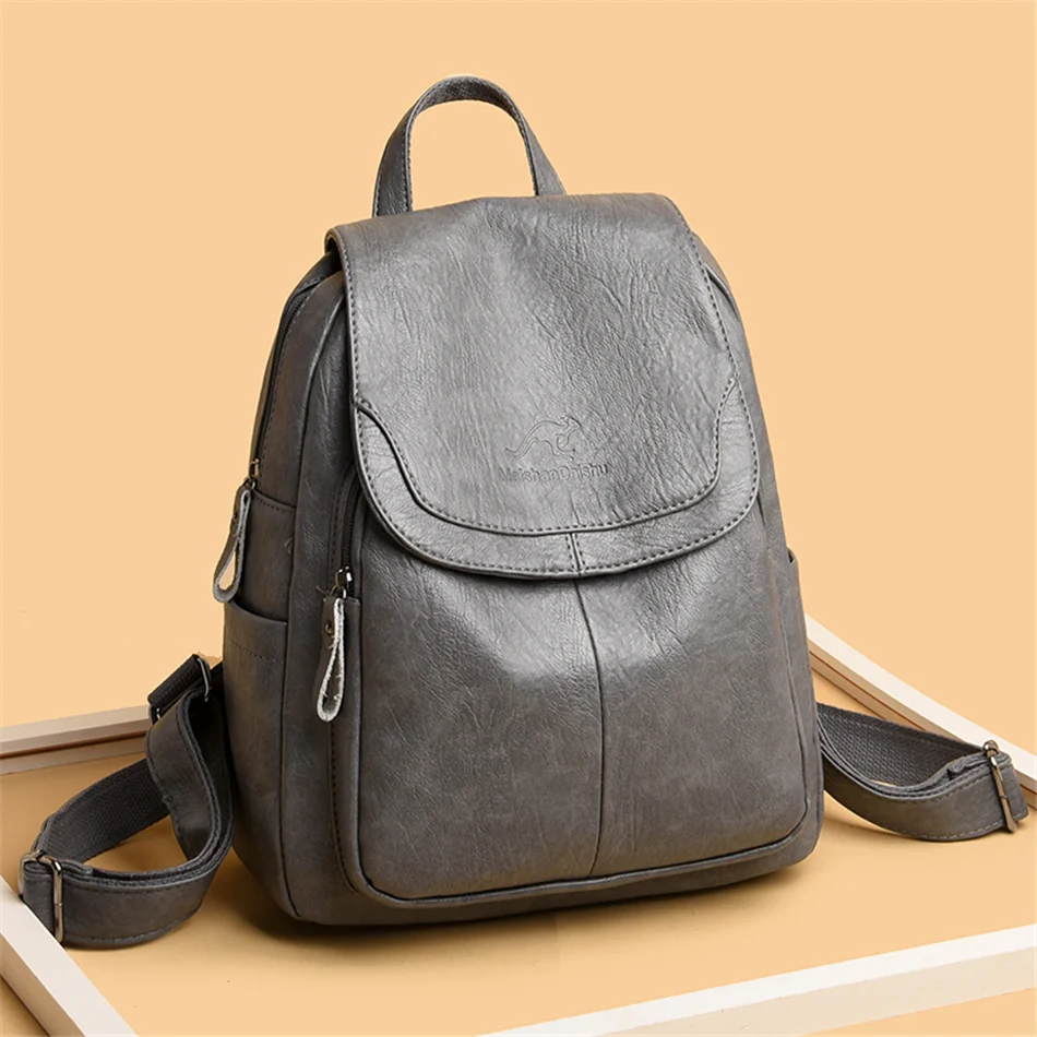 Women Large Capacity Backpack Purses High Quality Leather Female Vintage Bag School Bags Travel Bagpack Ladies Bookbag Rucksack