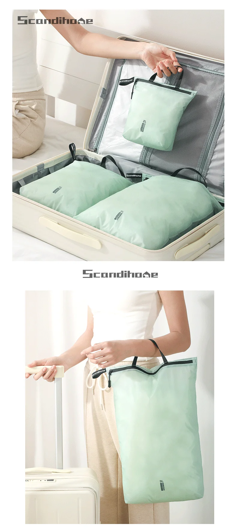 Waterproof Travel Handbag Storage Pouch Lightweight Clothes Organizer Zip Bag for Toiletries Socks Underwear Luggage