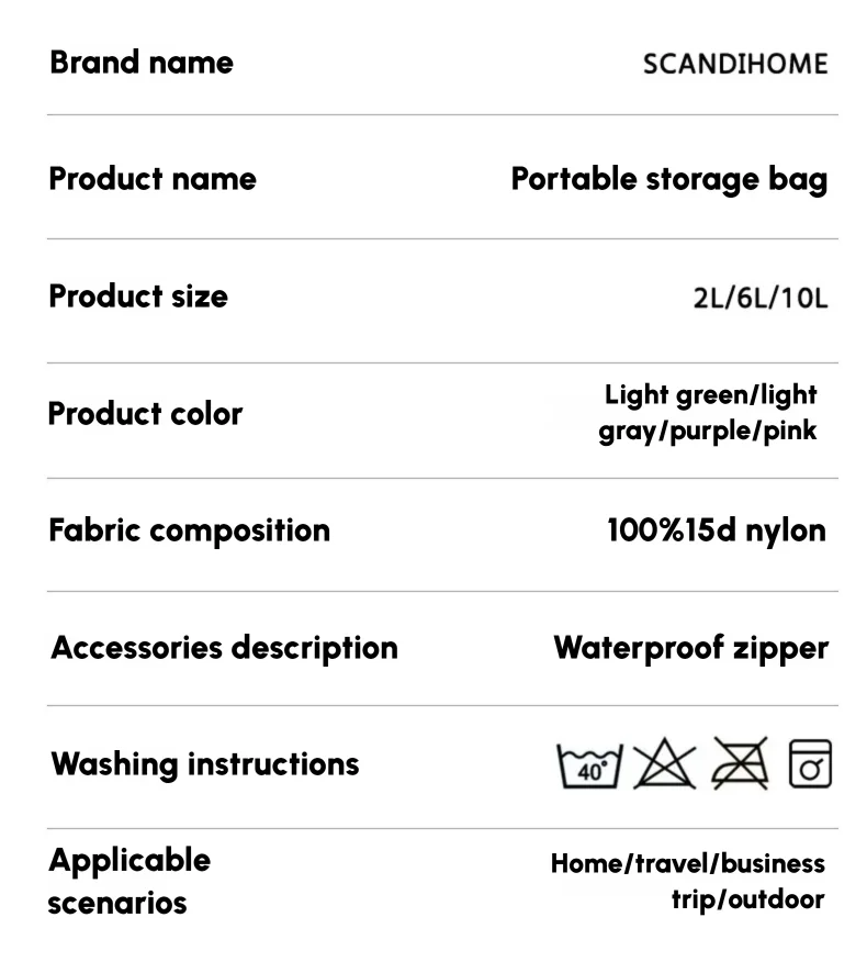 Waterproof Travel Handbag Storage Pouch Lightweight Clothes Organizer Zip Bag for Toiletries Socks Underwear Luggage