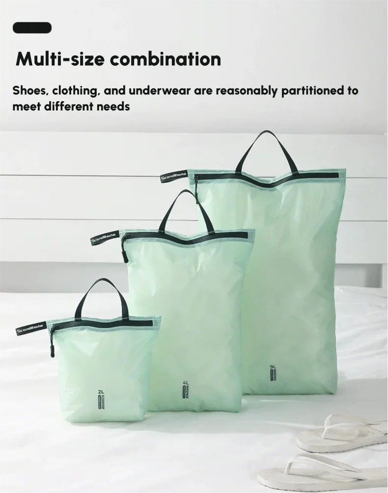 Waterproof Travel Handbag Storage Pouch Lightweight Clothes Organizer Zip Bag for Toiletries Socks Underwear Luggage