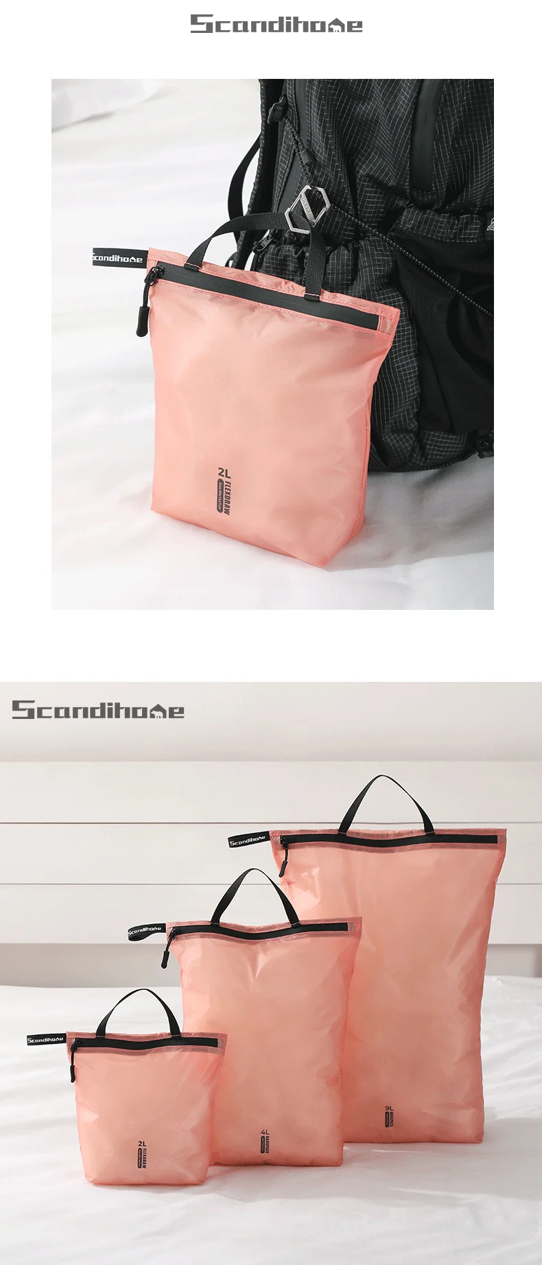 Waterproof Travel Handbag Storage Pouch Lightweight Clothes Organizer Zip Bag for Toiletries Socks Underwear Luggage