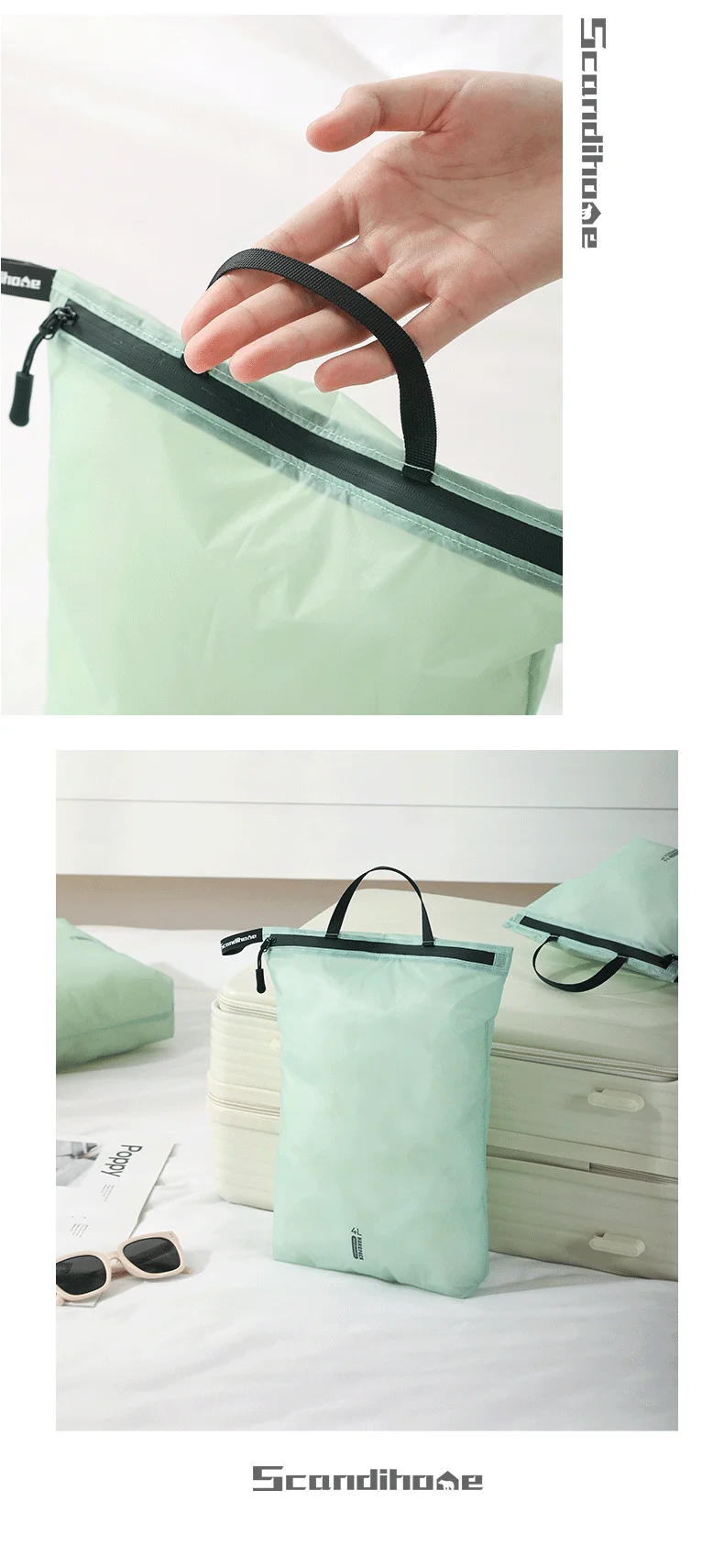 Waterproof Travel Handbag Storage Pouch Lightweight Clothes Organizer Zip Bag for Toiletries Socks Underwear Luggage