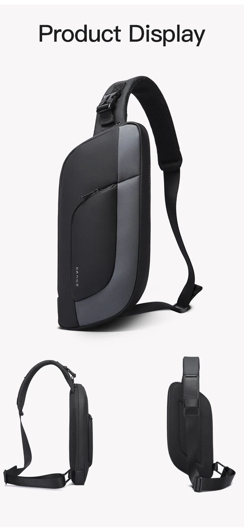 BANGE New Anti-theft Multifunction Crossbody Bag Shoulder Messenger Bags Male Waterproof Short Trip Chest Bag Pack for Men