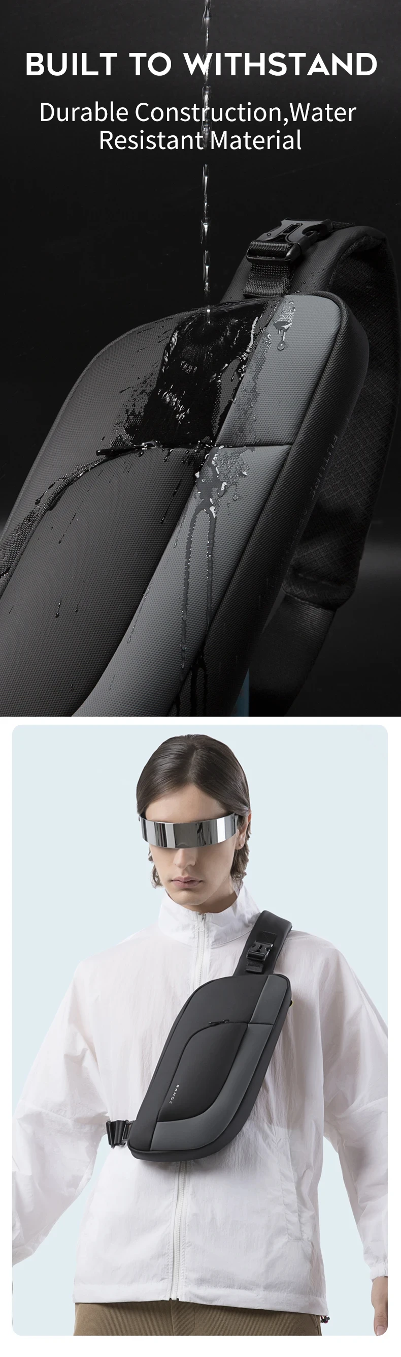 BANGE New Anti-theft Multifunction Crossbody Bag Shoulder Messenger Bags Male Waterproof Short Trip Chest Bag Pack for Men