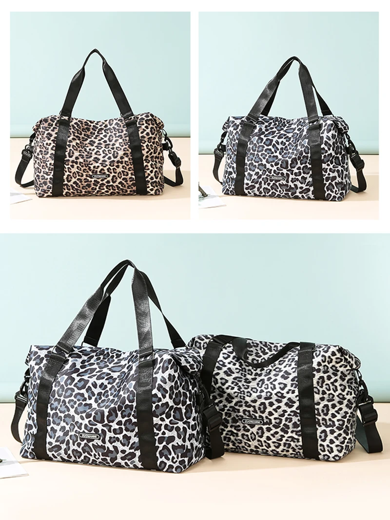 Leopard Printing Travel Duffels Bag Large Capacity Sports Gym Tote Bag Weekend Luggage Storage Bag for Students