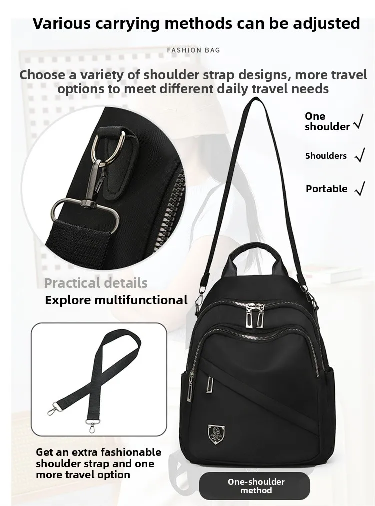 Women Casual Backpack Large Capacity Black Daypack New Trendy Shoulder Bag for Girls and Ladies