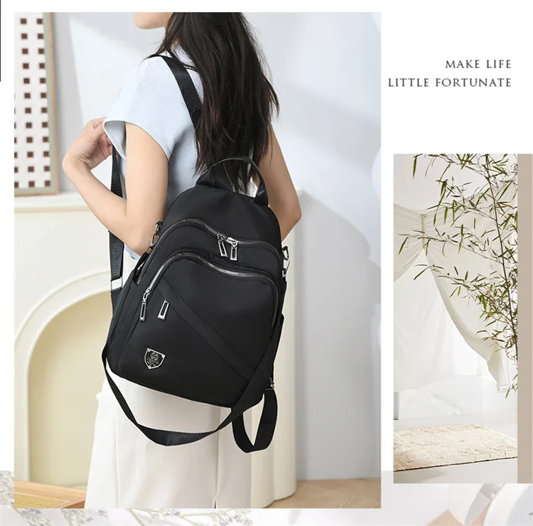 Women Casual Backpack Large Capacity Black Daypack New Trendy Shoulder Bag for Girls and Ladies