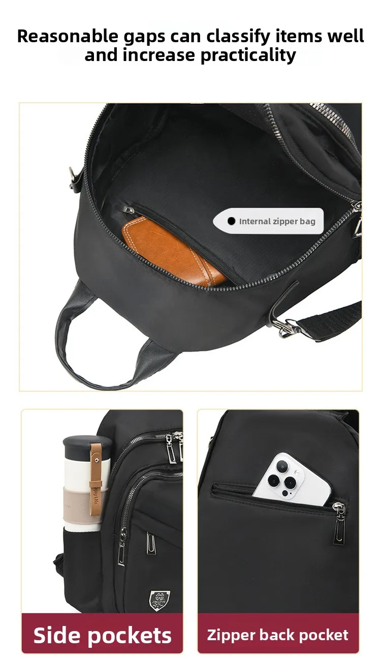 Women Casual Backpack Large Capacity Black Daypack New Trendy Shoulder Bag for Girls and Ladies