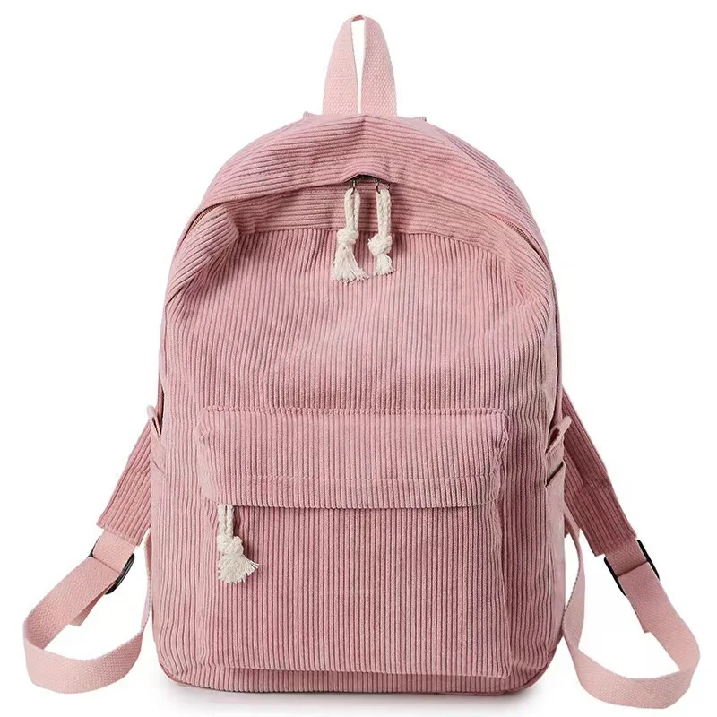 Corduroy Backpack, Academy Fashion School Bags for Middle/High School & College, Cute Tassel Detail, Versatile Casual Daily Bag