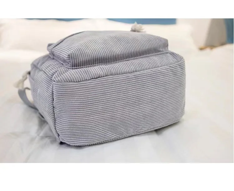 Corduroy Backpack, Academy Fashion School Bags for Middle/High School & College, Cute Tassel Detail, Versatile Casual Daily Bag