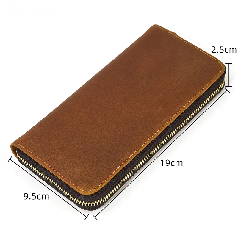 Luxury Double Zipper Women Men Long Wallet Vintage Leather Male Clutch Purse Man Phone Card Coin 100% Genuine Leather Men Wallet