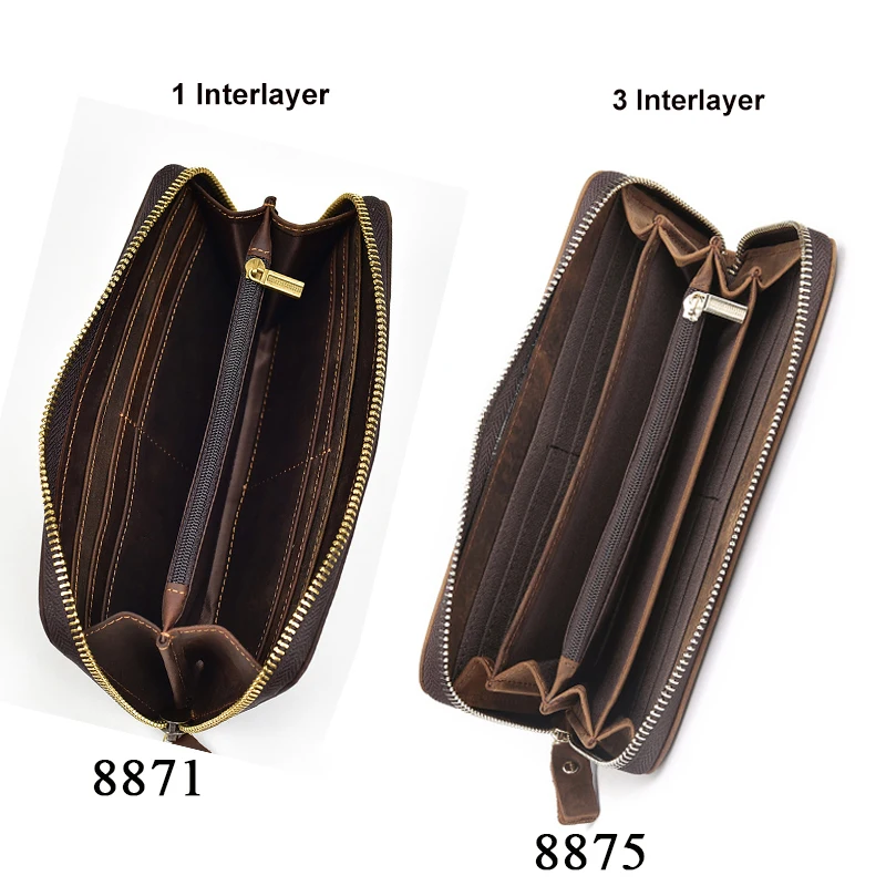 Luxury Double Zipper Women Men Long Wallet Vintage Leather Male Clutch Purse Man Phone Card Coin 100% Genuine Leather Men Wallet