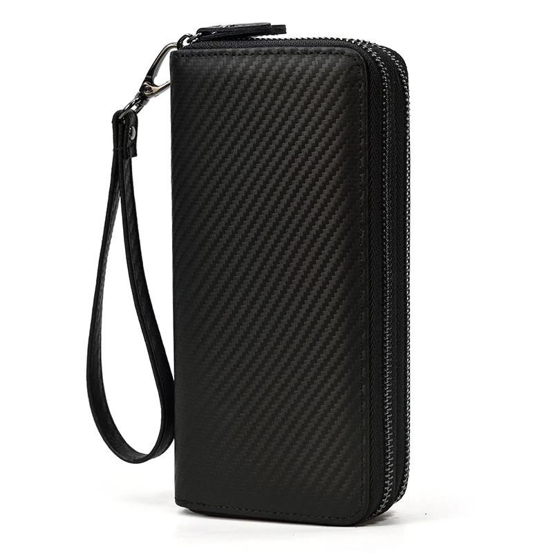 Luxury Double Zipper Women Men Long Wallet Vintage Leather Male Clutch Purse Man Phone Card Coin 100% Genuine Leather Men Wallet