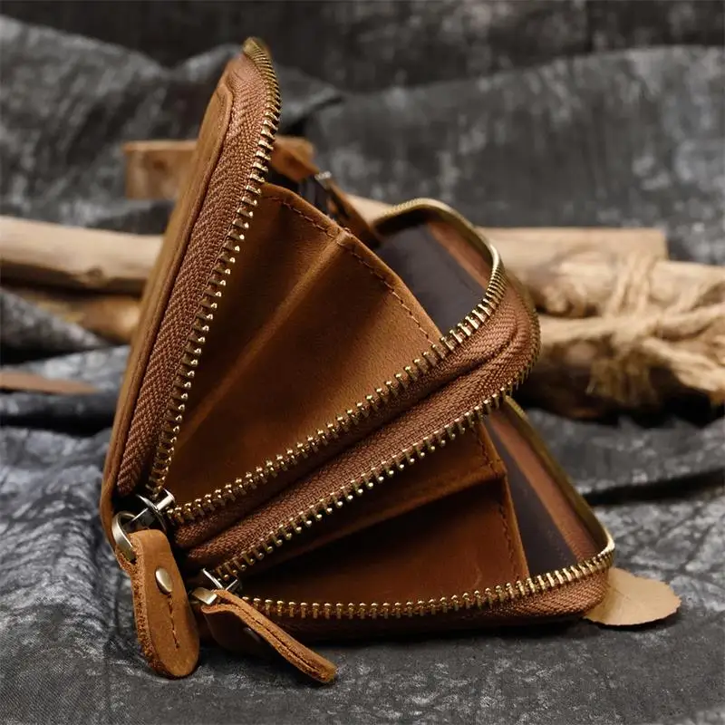 Luxury Double Zipper Women Men Long Wallet Vintage Leather Male Clutch Purse Man Phone Card Coin 100% Genuine Leather Men Wallet
