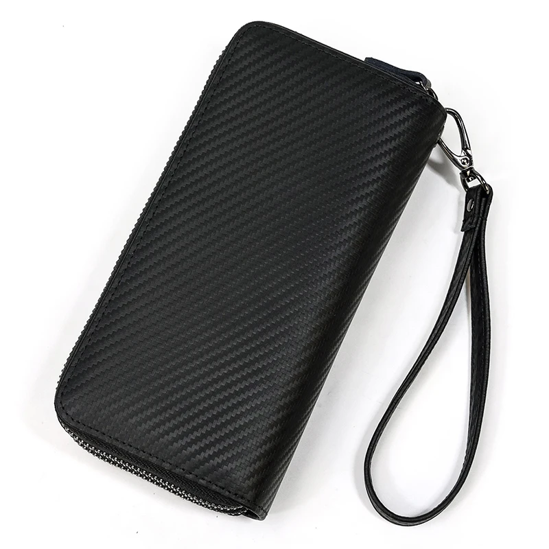 Luxury Double Zipper Women Men Long Wallet Vintage Leather Male Clutch Purse Man Phone Card Coin 100% Genuine Leather Men Wallet
