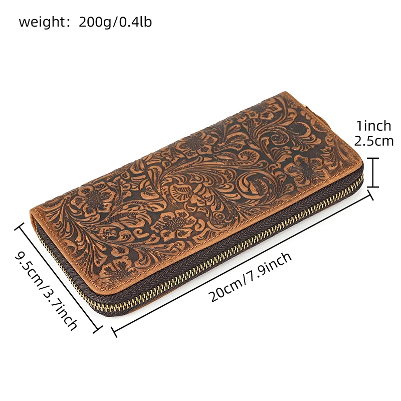 Luxury Double Zipper Women Men Long Wallet Vintage Leather Male Clutch Purse Man Phone Card Coin 100% Genuine Leather Men Wallet
