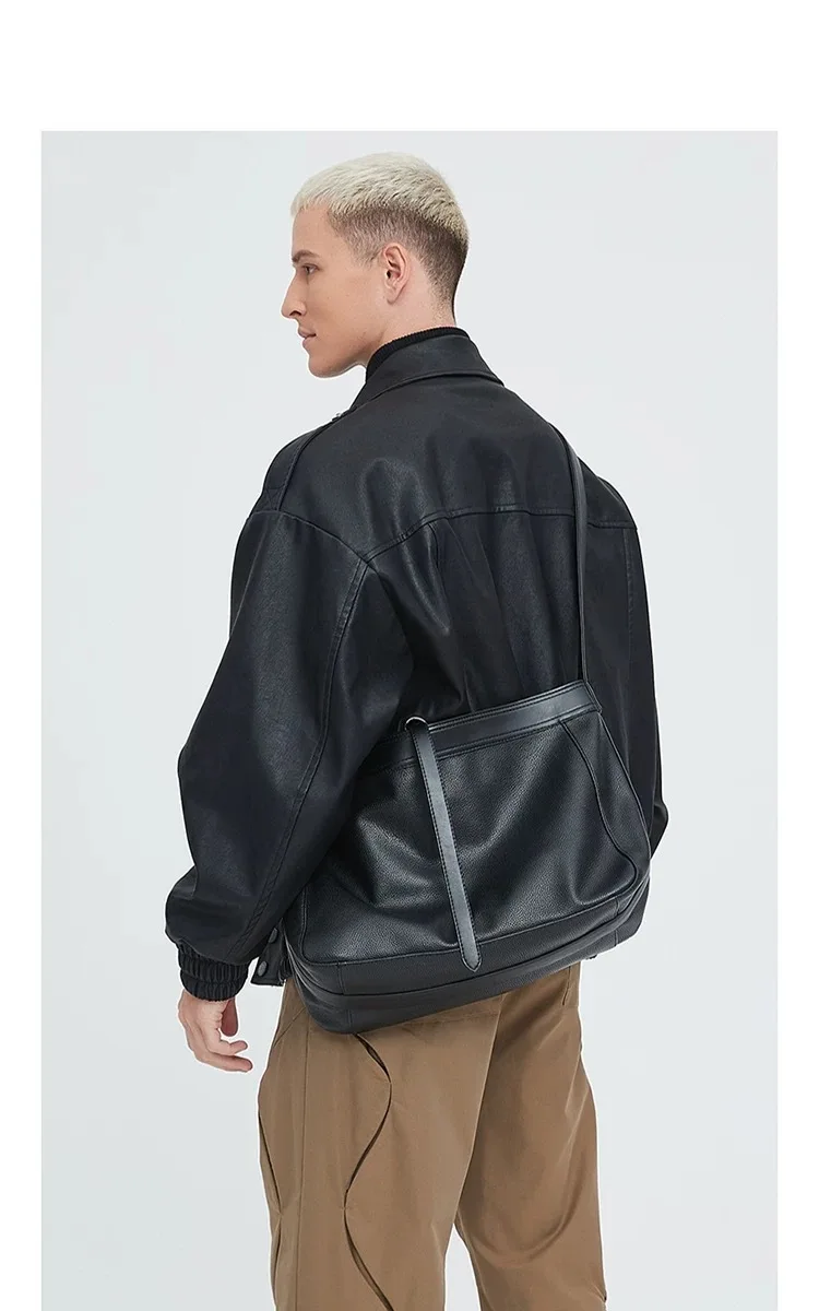 New Fashion Men's Crossbody Bag Large Capacity Crossbody Bags Men Women High Quality Leather Shoulder Bag Men Sports Cycling Bag