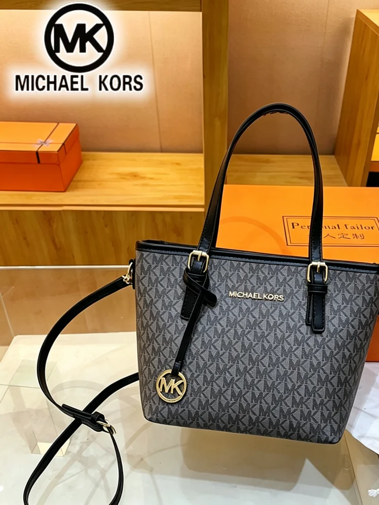 Michael Kors Women's Fashion Leisure Large Capacity Light Luxury Mk Tote Bag Letter Handheld Bag Vegetable Basket Bag