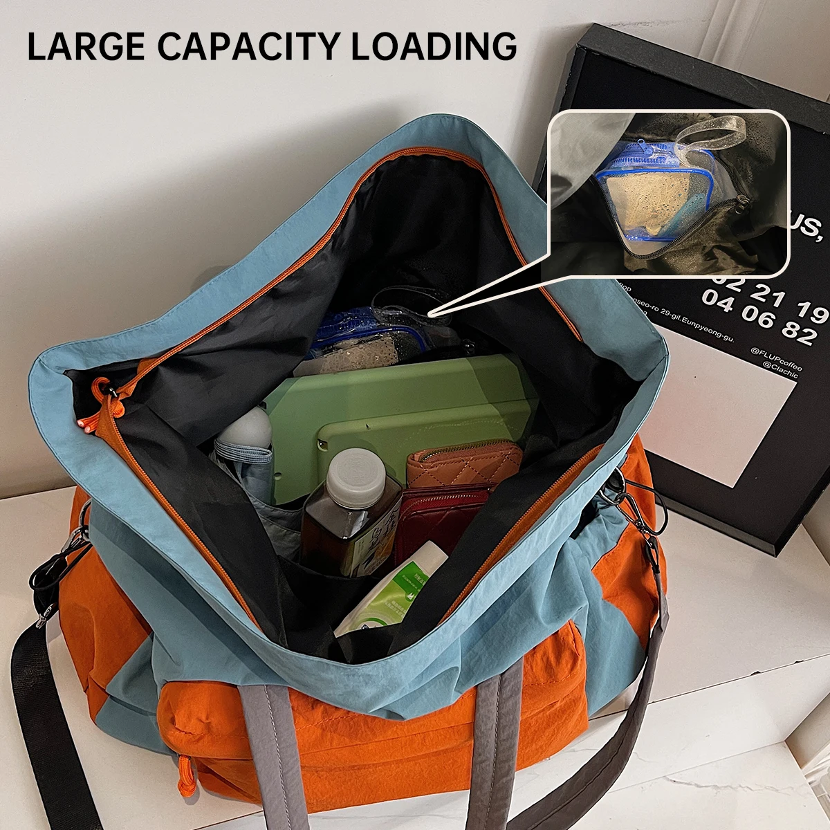 Foldable Lightweight Luggage Bag for Women, Large Capacity Expandable Crossbody Gym Bag, Portable Short-Distance Travel Bag, Men's Shoulder Bag for Hiking and Camping