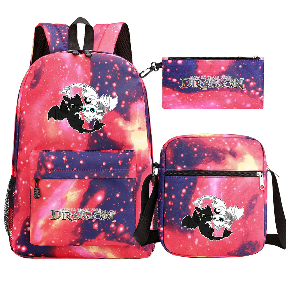 Toothless Dragon Night Fury Backpack Schoolbag Shoulder Bag Pencil Case Set for Kids Students