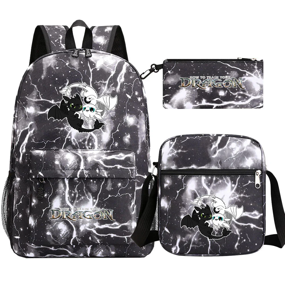 Toothless Dragon Night Fury Backpack Schoolbag Shoulder Bag Pencil Case Set for Kids Students