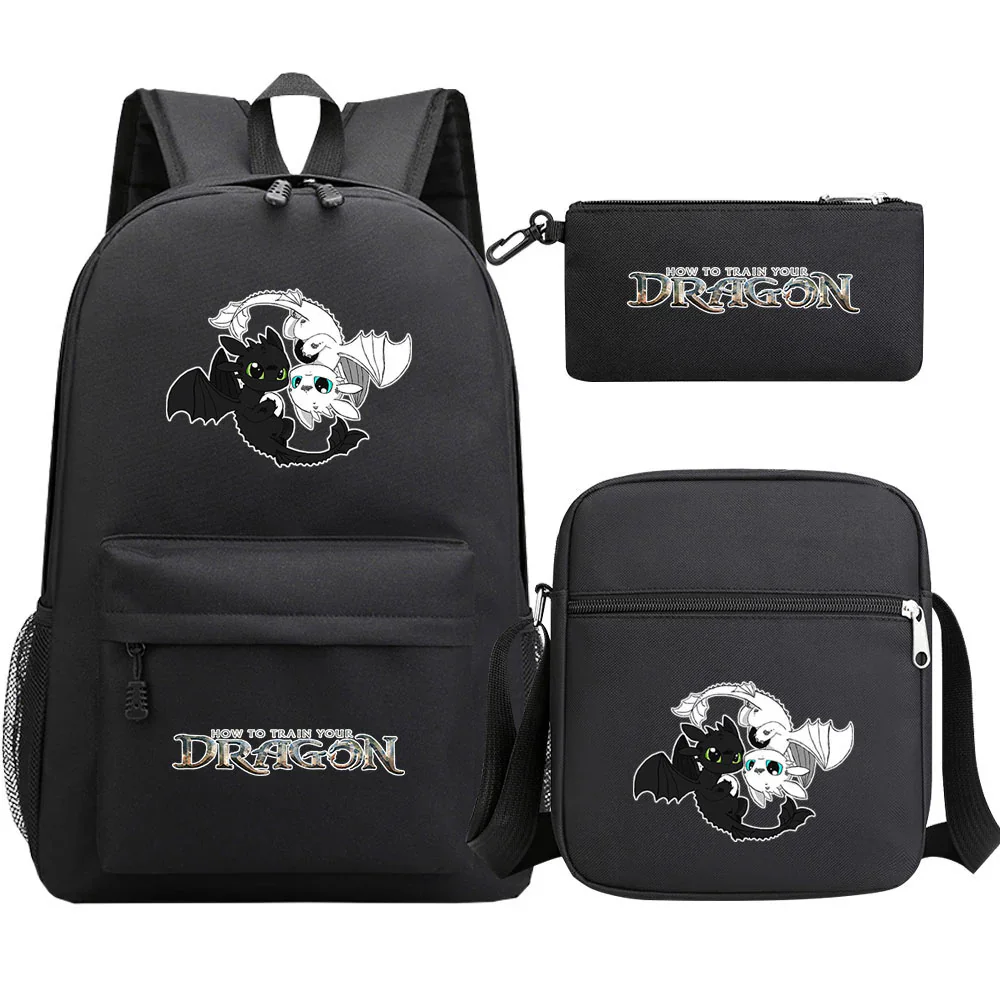 Toothless Dragon Night Fury Backpack Schoolbag Shoulder Bag Pencil Case Set for Kids Students