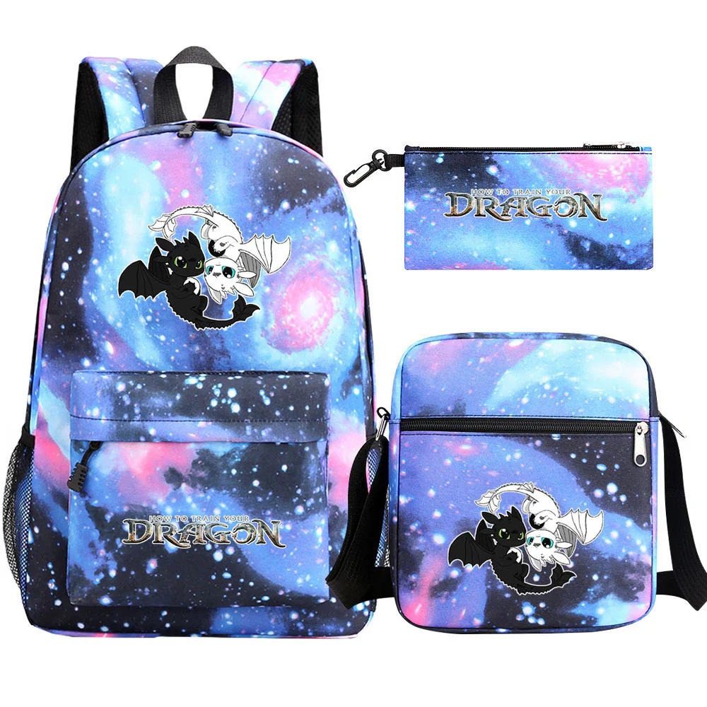 Toothless Dragon Night Fury Backpack Schoolbag Shoulder Bag Pencil Case Set for Kids Students