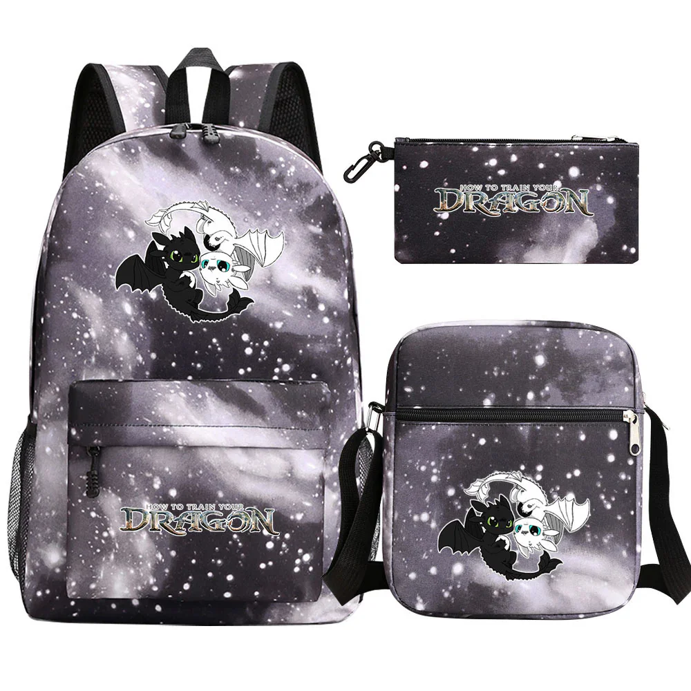 Toothless Dragon Night Fury Backpack Schoolbag Shoulder Bag Pencil Case Set for Kids Students