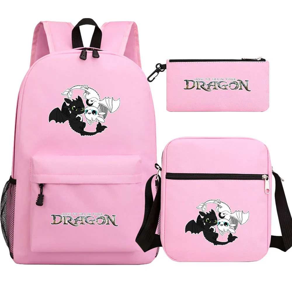 Toothless Dragon Night Fury Backpack Schoolbag Shoulder Bag Pencil Case Set for Kids Students