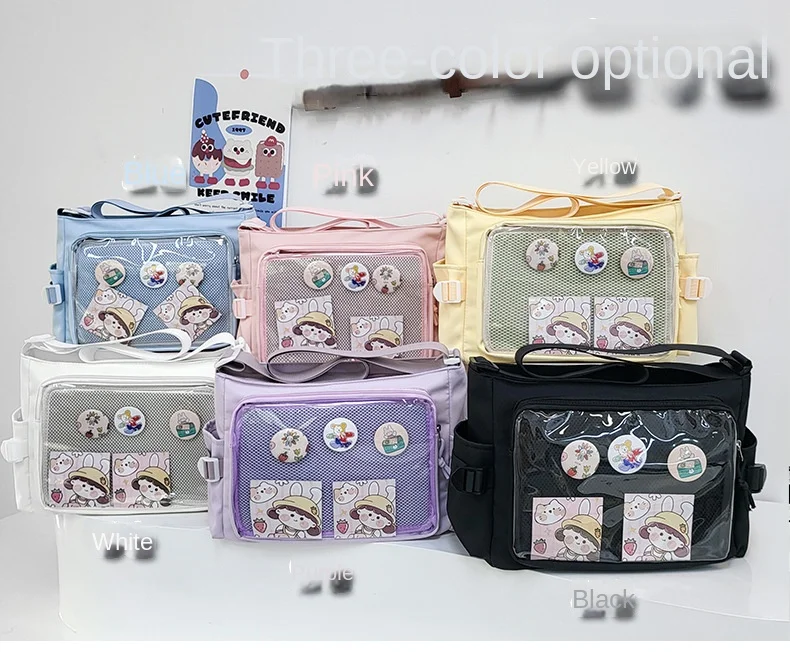 Preppy Style Candy Colour Cute Shoulder Bag Anime Expo Transparent Badge Display Messenger Bag Women Doll Itabag Crossbody Bag