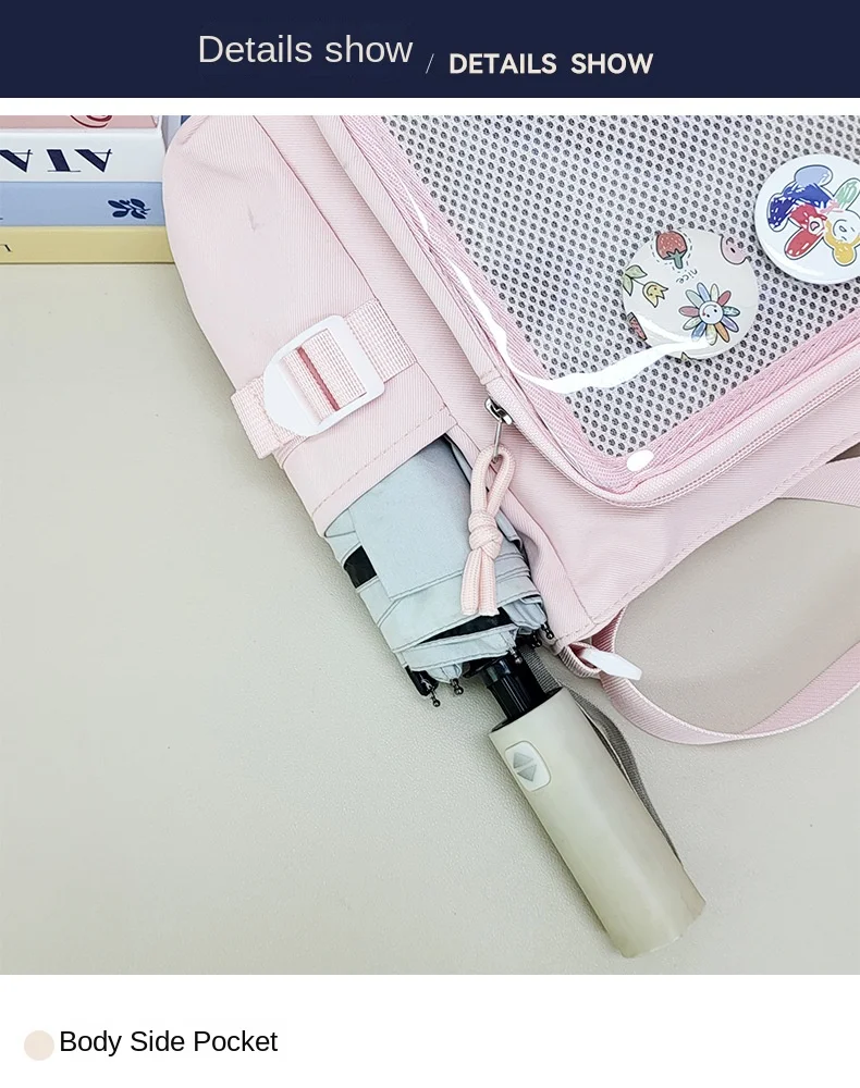 Preppy Style Candy Colour Cute Shoulder Bag Anime Expo Transparent Badge Display Messenger Bag Women Doll Itabag Crossbody Bag