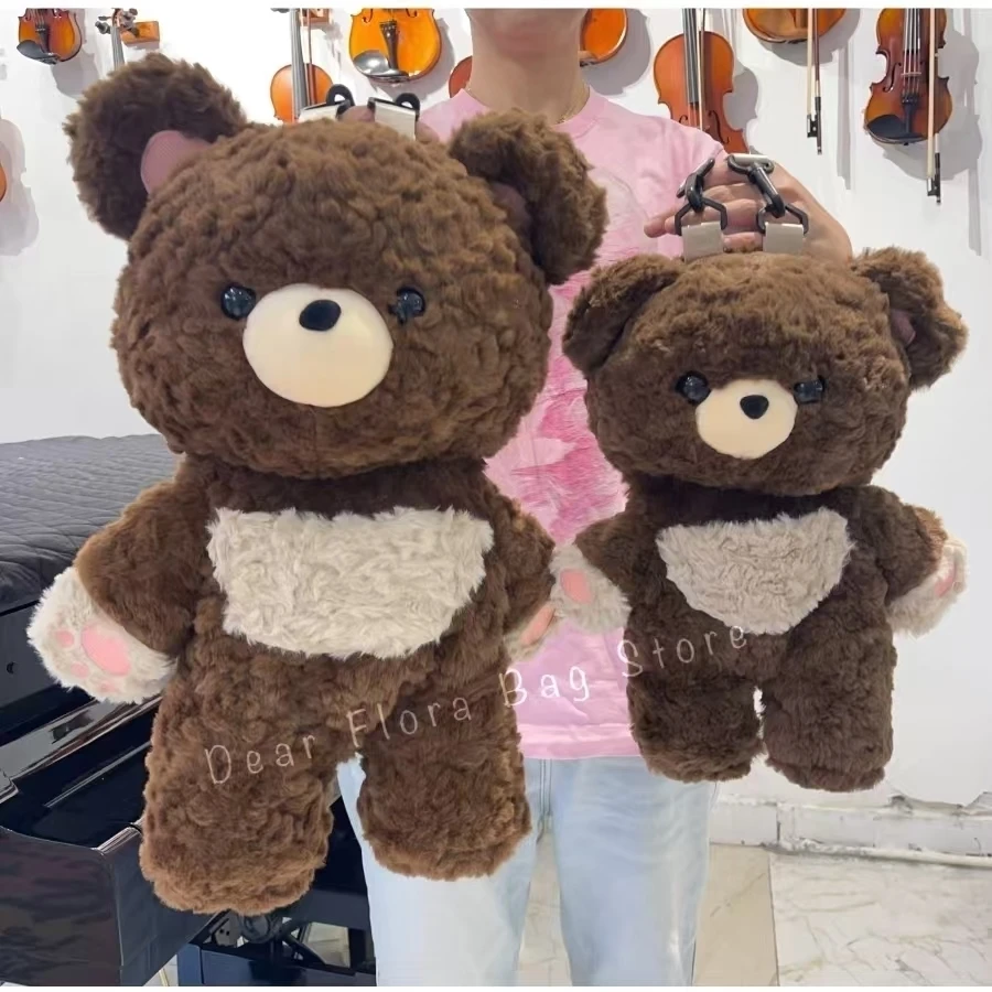 Y2k Cute Plush Brown Bear Backpack Kawaii Soft Animal Knapsack High Quality Lolita Furry Shoulder Bag Fashion Girl Birthday Gift