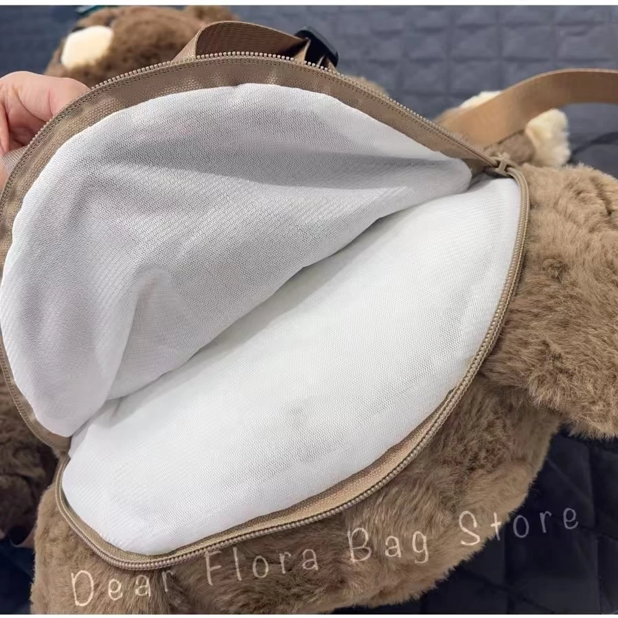 Y2k Cute Plush Brown Bear Backpack Kawaii Soft Animal Knapsack High Quality Lolita Furry Shoulder Bag Fashion Girl Birthday Gift