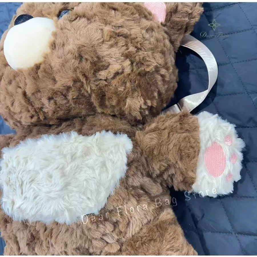Y2k Cute Plush Brown Bear Backpack Kawaii Soft Animal Knapsack High Quality Lolita Furry Shoulder Bag Fashion Girl Birthday Gift