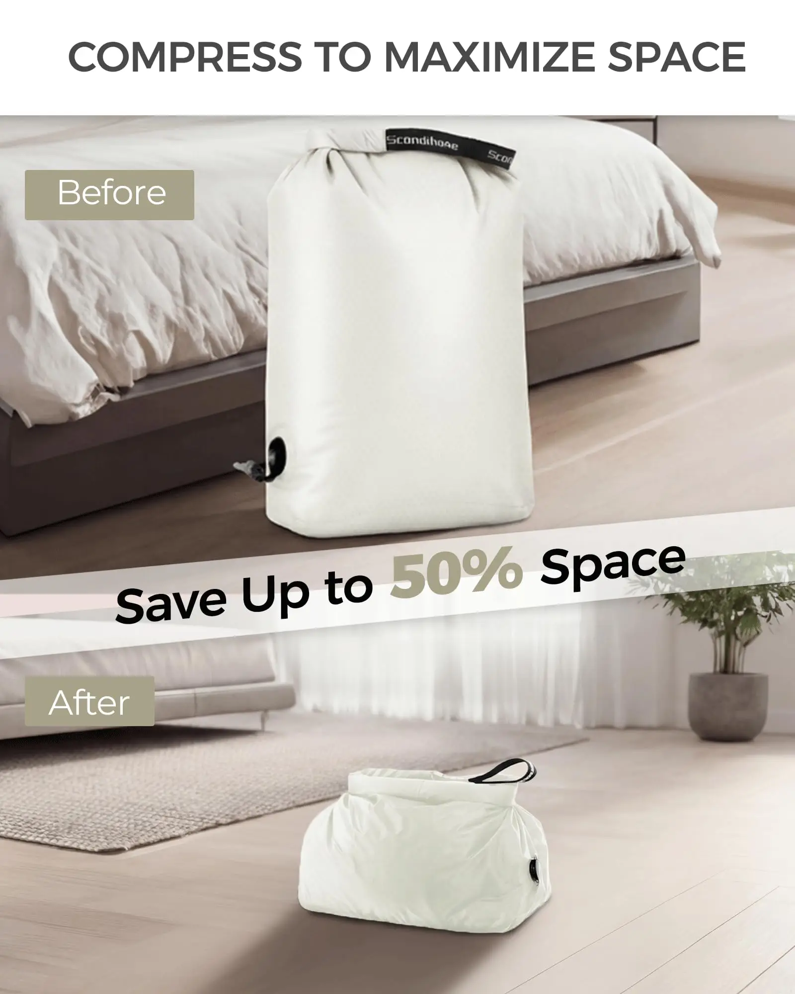 Travel Storage Bag Compression Sack Waterproof No Pump Vacuum Bag Clothes Organizer Space Saving Pouch for Backpacking Gym
