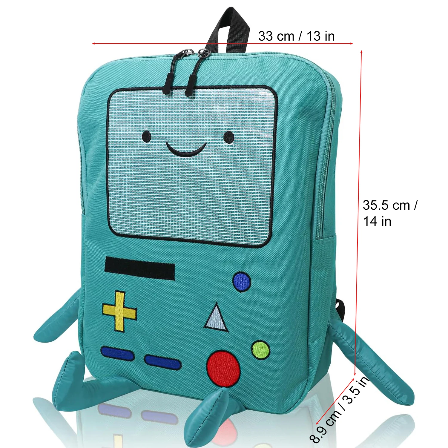 Cartoon Robot Travel Laptop Cute Backpack Blue PU Robot Animal Finn Jake Adventure Trip Backpack Water Resistant College Bag