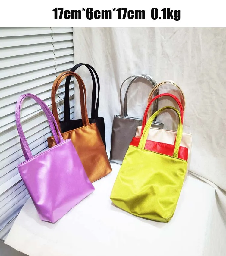 Women's Retro Silk Satin Small Square Handbag Fashion Contrast Color Underarm Bag Girls Tote Phone Purse Gift for Her 2026