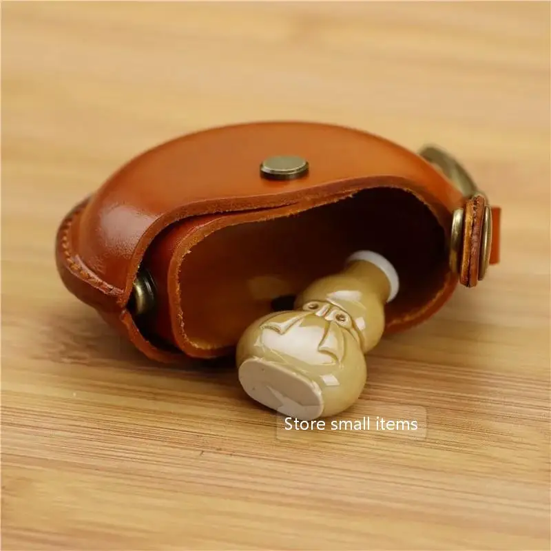 Handcrafted Storage Bags, Genuine Leather Small Round Bags, Portable and Creative Bluetooth Earphone Cases, High-End Gift Boxes,