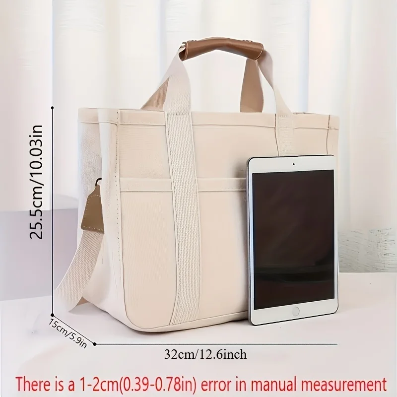 Fashionable White Women's Shoulder Bag, Large Capacity Handbag, Multifunctional Multi Compartment Storage Bags